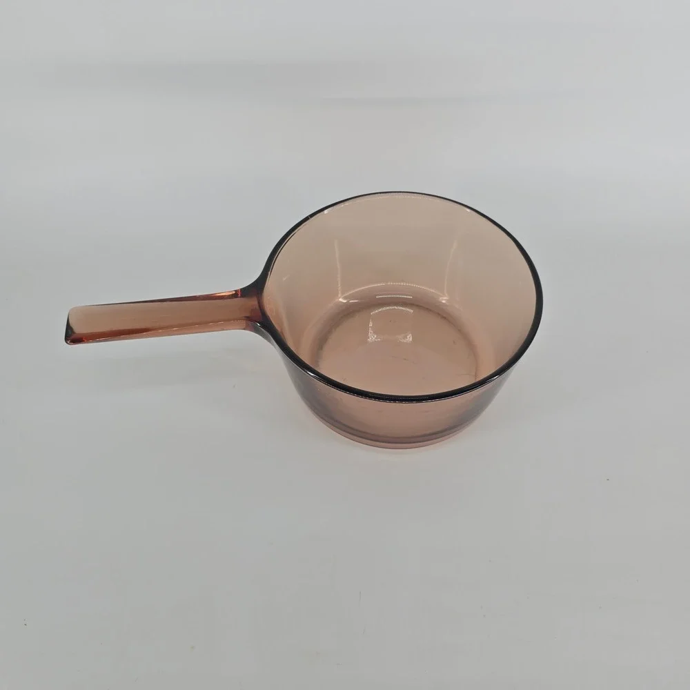 Vintage Corning Visions Amber 1.5L Glass Saucepan Brown Cookware